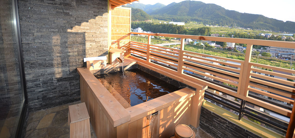 Japanese-western style deluxe room with open-air onsen